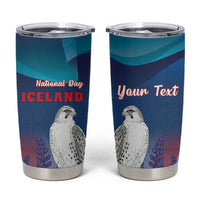 Personalized Iceland National Day Tumbler Cup Gyrfalcon With Lupine Flower