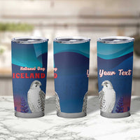 Personalized Iceland National Day Tumbler Cup Gyrfalcon With Lupine Flower