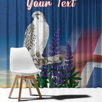 Personalized Iceland National Day Window Curtain Gyrfalcon With Lupine Flower