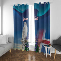 Personalized Iceland National Day Window Curtain Gyrfalcon With Lupine Flower