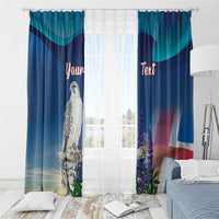 Personalized Iceland National Day Window Curtain Gyrfalcon With Lupine Flower