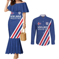 Custom Iceland Football Couples Matching Mermaid Dress and Long Sleeve Button Shirt Strakarnir Okkar Celtic Pattern