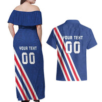 Custom Iceland Football Couples Matching Off Shoulder Maxi Dress and Hawaiian Shirt Strakarnir Okkar Celtic Pattern