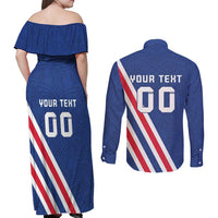 Custom Iceland Football Couples Matching Off Shoulder Maxi Dress and Long Sleeve Button Shirt Strakarnir Okkar Celtic Pattern
