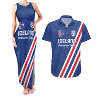 Custom Iceland Football Couples Matching Tank Maxi Dress and Hawaiian Shirt Strakarnir Okkar Celtic Pattern