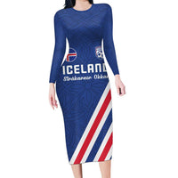 Custom Iceland Football Family Matching Long Sleeve Bodycon Dress and Hawaiian Shirt Strakarnir Okkar Celtic Pattern