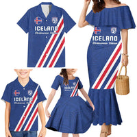 Custom Iceland Football Family Matching Mermaid Dress and Hawaiian Shirt Strakarnir Okkar Celtic Pattern