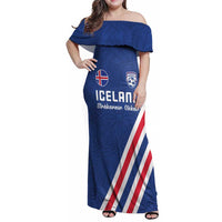 Custom Iceland Football Family Matching Off Shoulder Maxi Dress and Hawaiian Shirt Strakarnir Okkar Celtic Pattern
