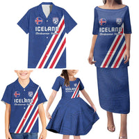 Custom Iceland Football Family Matching Puletasi and Hawaiian Shirt Strakarnir Okkar Celtic Pattern