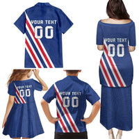 Custom Iceland Football Family Matching Puletasi and Hawaiian Shirt Strakarnir Okkar Celtic Pattern