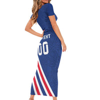 Custom Iceland Football Family Matching Short Sleeve Bodycon Dress and Hawaiian Shirt Strakarnir Okkar Celtic Pattern