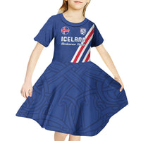 Custom Iceland Football Kid Short Sleeve Dress Strakarnir Okkar Celtic Pattern