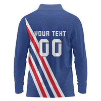 Custom Iceland Football Long Sleeve Polo Shirt Strakarnir Okkar Celtic Pattern