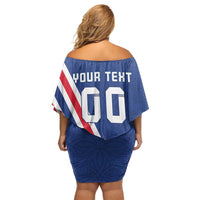 Custom Iceland Football Off Shoulder Short Dress Strakarnir Okkar Celtic Pattern