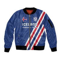 Custom Iceland Football Sleeve Zip Bomber Jacket Strakarnir Okkar Celtic Pattern