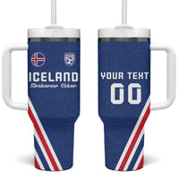 Custom Iceland Football Tumbler With Handle Strakarnir Okkar Celtic Pattern