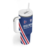Custom Iceland Football Tumbler With Handle Strakarnir Okkar Celtic Pattern