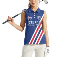 Custom Iceland Football Women Sleeveless Polo Shirt Strakarnir Okkar Celtic Pattern