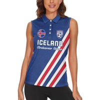 Custom Iceland Football Women Sleeveless Polo Shirt Strakarnir Okkar Celtic Pattern