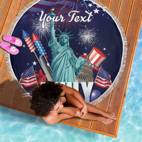 Personalized United States Independence Day Beach Blanket Statue of Liberty for 4th of July