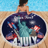 Personalized United States Independence Day Beach Blanket Statue of Liberty for 4th of July
