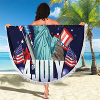 Personalized United States Independence Day Beach Blanket Statue of Liberty for 4th of July