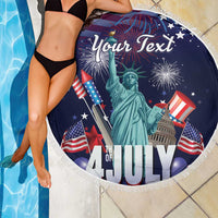 Personalized United States Independence Day Beach Blanket Statue of Liberty for 4th of July