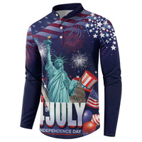 Personalized United States Independence Day Button Sweatshirt Statue of Liberty for 4th of July