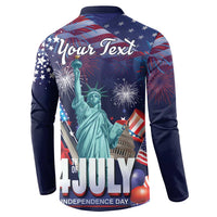 Personalized United States Independence Day Button Sweatshirt Statue of Liberty for 4th of July