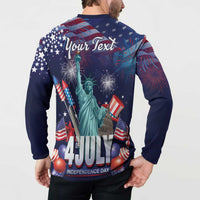 Personalized United States Independence Day Button Sweatshirt Statue of Liberty for 4th of July