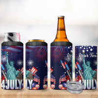 Personalized United States Independence Day 4 in 1 Can Cooler Tumbler Statue of Liberty for 4th of July
