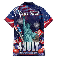 Personalized United States Independence Day Family Matching Off Shoulder Maxi Dress and Hawaiian Shirt Statue of Liberty for 4th of July