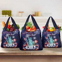 Personalized United States Independence Day Grocery Bag Statue of Liberty for 4th of July