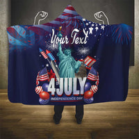 Personalized United States Independence Day Hooded Blanket Statue of Liberty for 4th of July