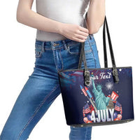 Personalized United States Independence Day Leather Tote Bag Statue of Liberty for 4th of July