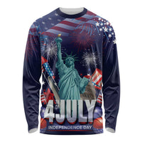 Personalized United States Independence Day Long Sleeve Shirt Statue of Liberty for 4th of July