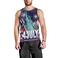 Personalized United States Independence Day Men Tank Top Statue of Liberty for 4th of July
