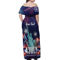 Personalized United States Independence Day Off Shoulder Maxi Dress Statue of Liberty for 4th of July