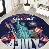 Personalized United States Independence Day Round Carpet Statue of Liberty for 4th of July