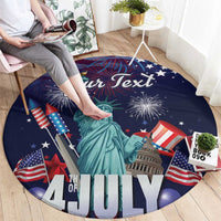 Personalized United States Independence Day Round Carpet Statue of Liberty for 4th of July