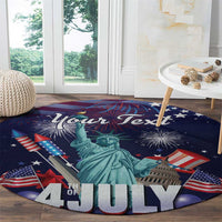 Personalized United States Independence Day Round Carpet Statue of Liberty for 4th of July
