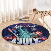 Personalized United States Independence Day Round Carpet Statue of Liberty for 4th of July