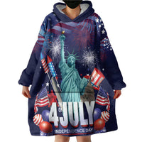 Personalized United States Independence Day Wearable Blanket Hoodie Statue of Liberty for 4th of July