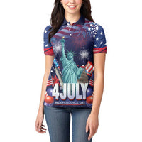 Personalized United States Independence Day Women Polo Shirt Statue of Liberty for 4th of July