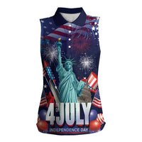 Personalized United States Independence Day Women Sleeveless Polo Shirt Statue of Liberty for 4th of July
