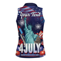 Personalized United States Independence Day Women Sleeveless Polo Shirt Statue of Liberty for 4th of July