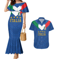 Custom Italy Football Couples Matching Mermaid Dress and Hawaiian Shirt Come On Gli Azzurri