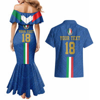 Custom Italy Football Couples Matching Mermaid Dress and Hawaiian Shirt Come On Gli Azzurri