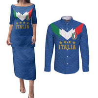 Custom Italy Football Couples Matching Puletasi and Long Sleeve Button Shirt Come On Gli Azzurri