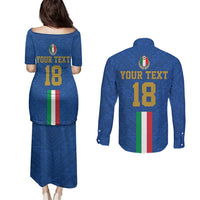Custom Italy Football Couples Matching Puletasi and Long Sleeve Button Shirt Come On Gli Azzurri
